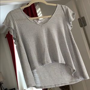 BCBGENERATION Striped Cropped Front Vneck Tee